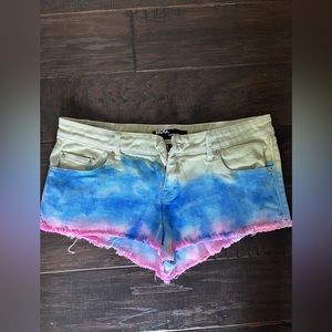 Urban outfitters, tie-dye denim shorts